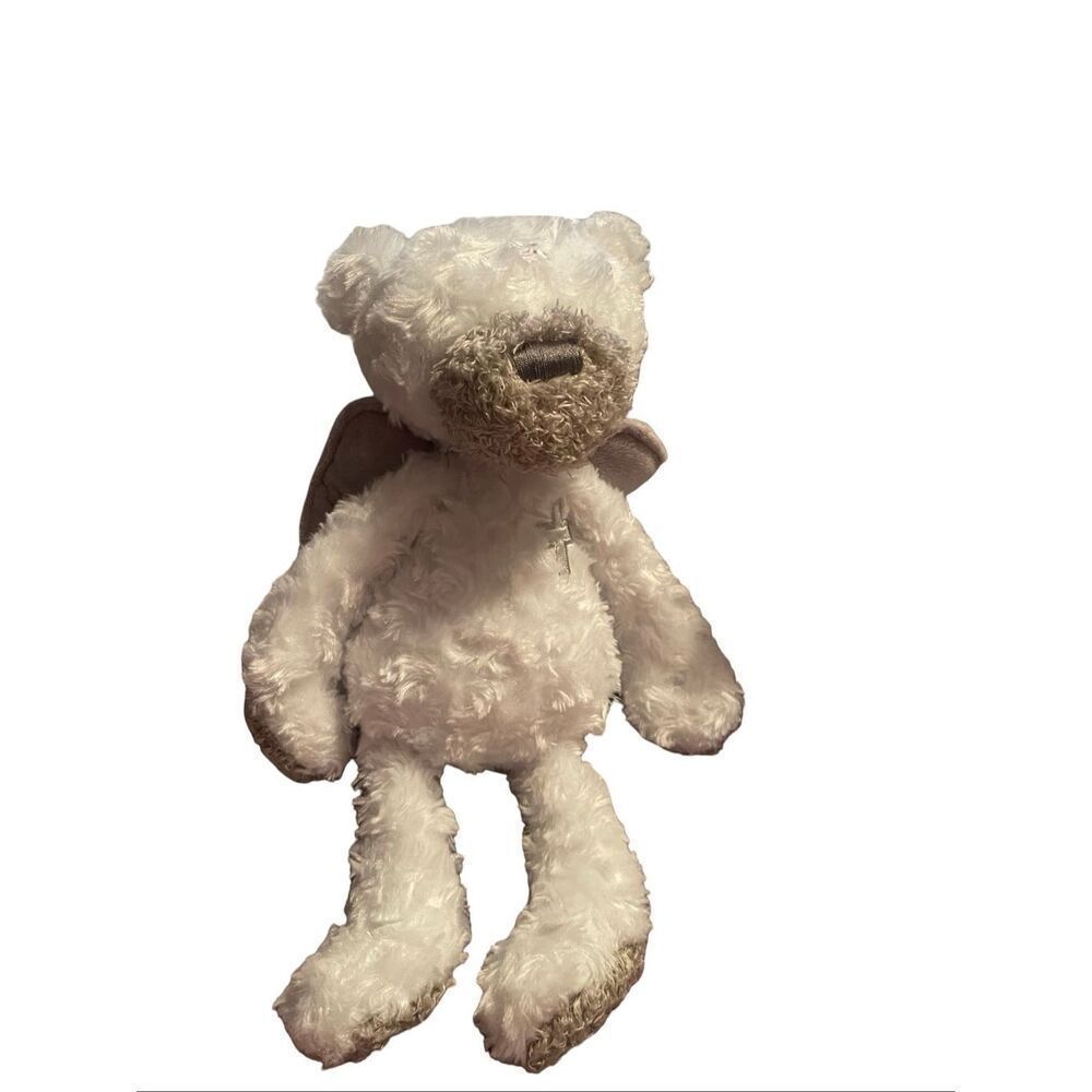 DEMDACO White Gray Plush Guardian Angel Bear Stuffed Animal Toy 16"
